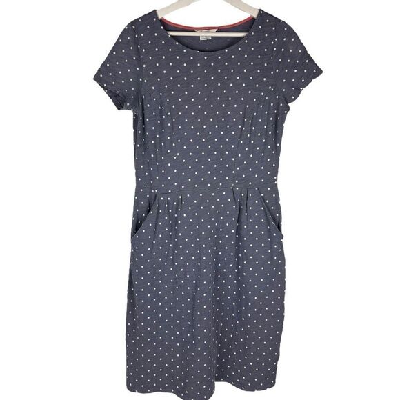 Boden Phoebe Jersey Dress Gray White size 8R WW202 - Picture 3 of 10